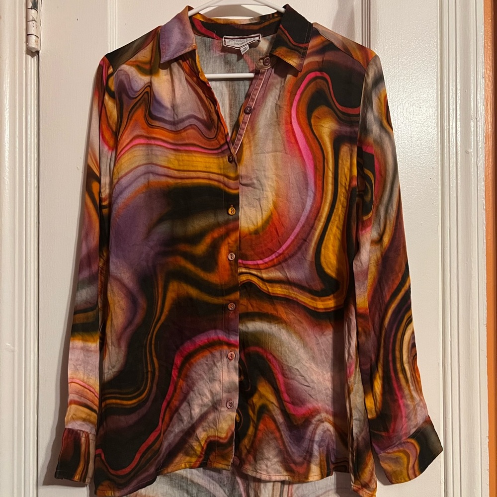 Johnny Was Vibrant Swirl Button Down Shirt